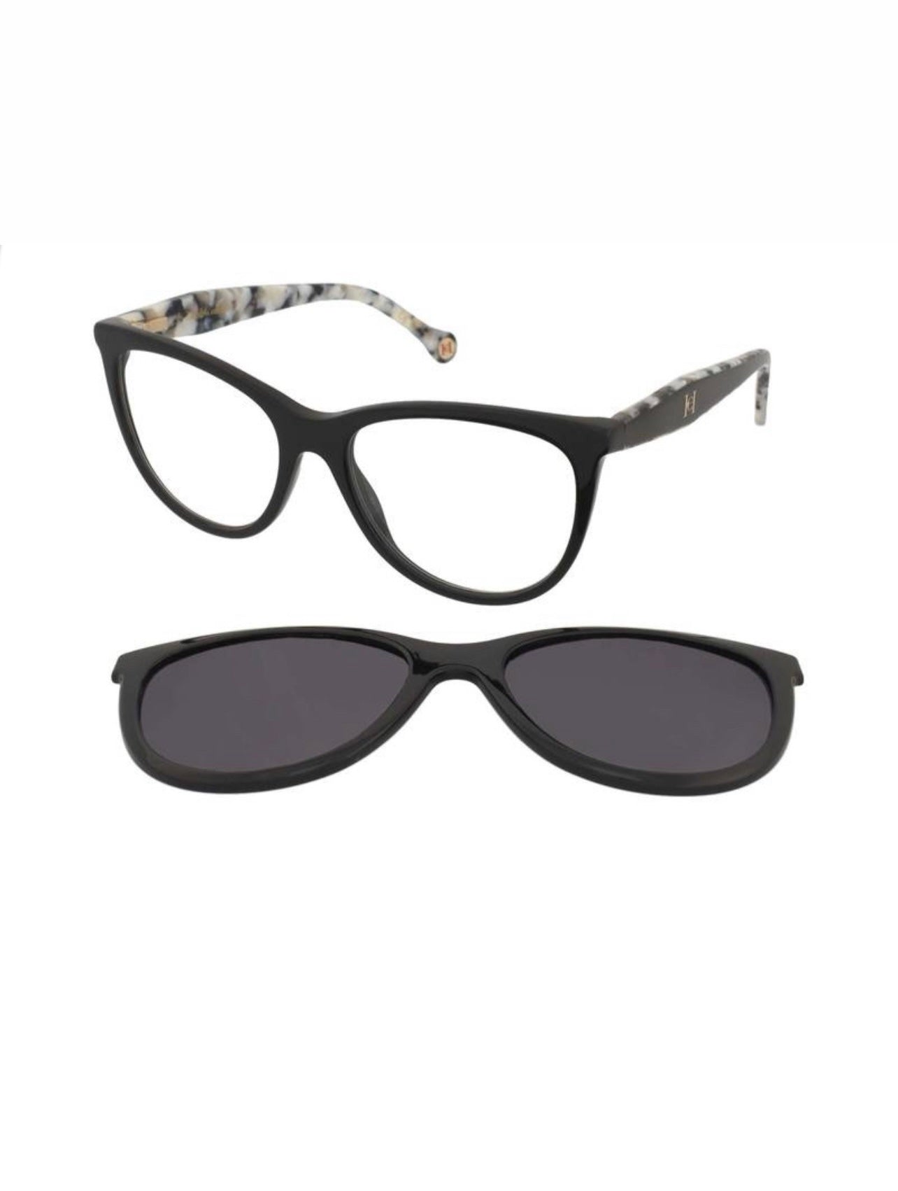 Carolina Herrera Kat Clip On Polarized Read - Black & Tortoise