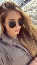 Ray Ban Round Metal Sun - Antiqued Grey Dark