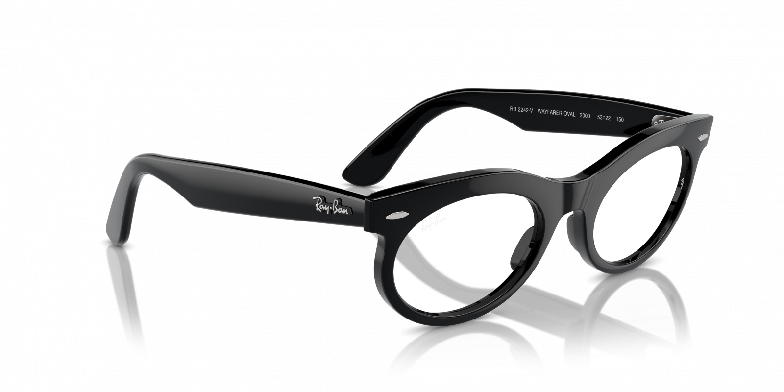 Ray Ban Oval Eyeglasses - Shiny Black