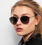 Ray Ban Round Flat Sun - Black
