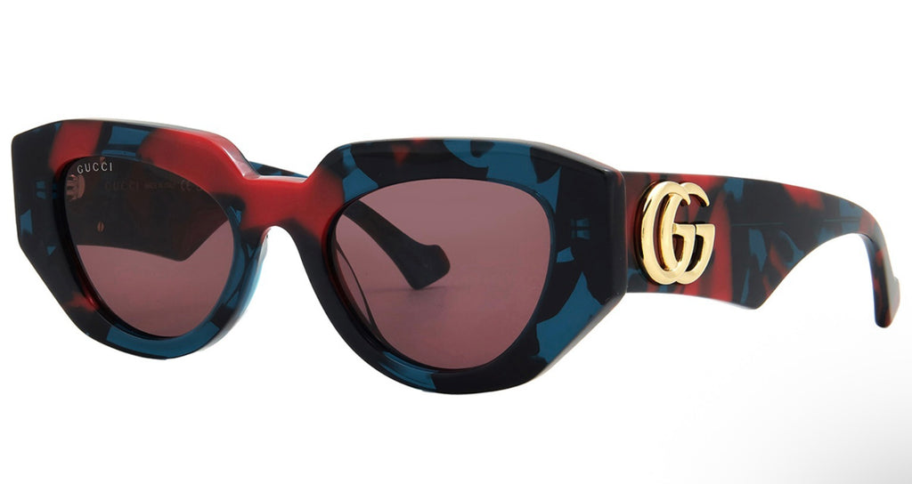 Gucci Ladies Geometric Red and Blue Sunglasses