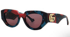 Gucci Ladies Geometric Red and Blue Sunglasses