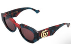 Gucci Ladies Geometric Red and Blue Sunglasses