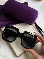 Gucci Square Ladies Sun - Black & Grey
