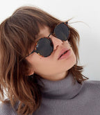 Ray Ban Round Fleck Sun - Black Havana