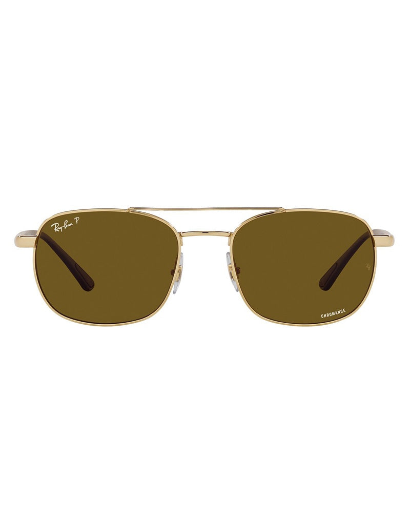 Ray Ban Aviator Polarized Chromance Sun - Brown & Gold